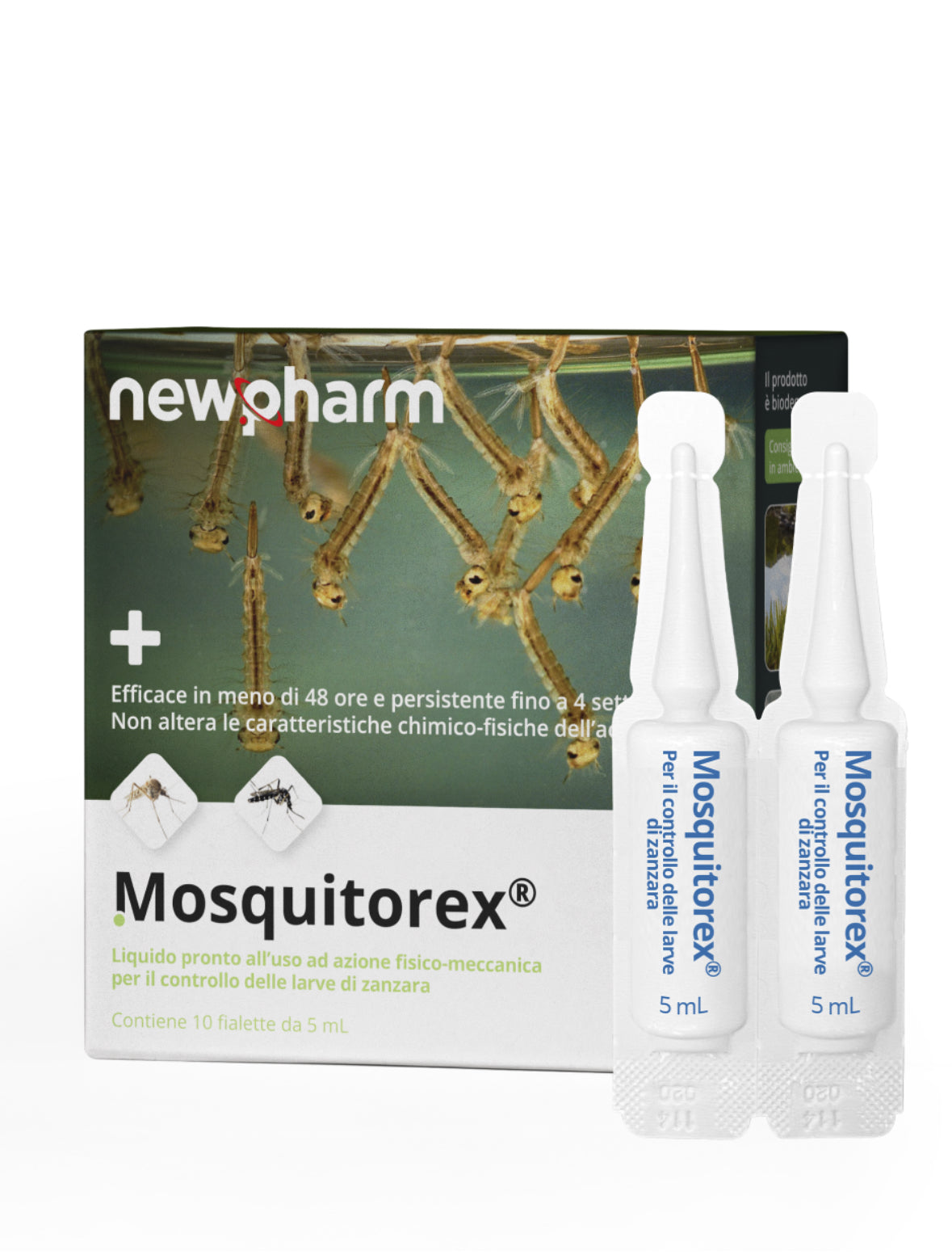 Newpharm Mosquitorex Larve di Zanzara 10 fiale da 5ml