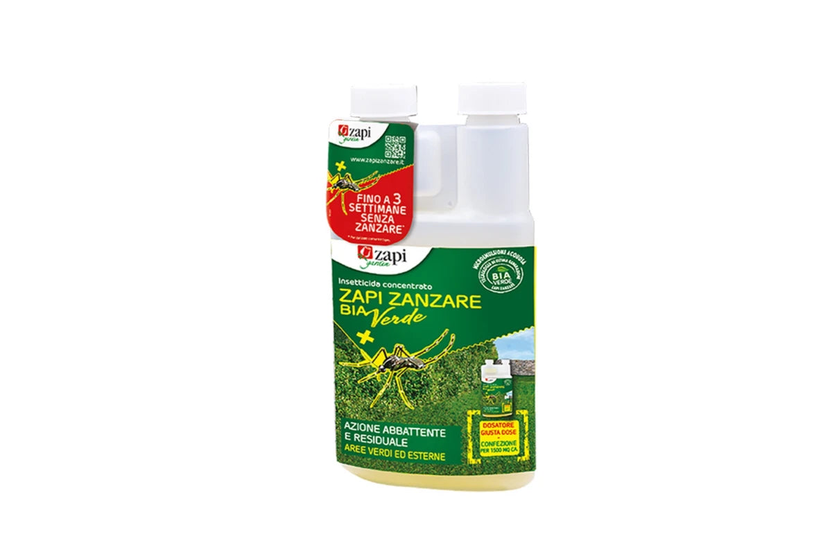 ZAPI ZANZARE BIA VERDE
INSETTICIDA CONCENTRATO: FINO A TRE SETTIMANE SENZA ZANZARE 1 Litro