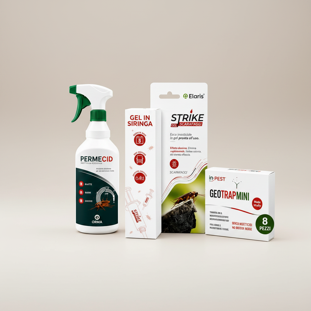 Kit insetticida blatte e scarafaggi — gel, spray e 8 trappole
