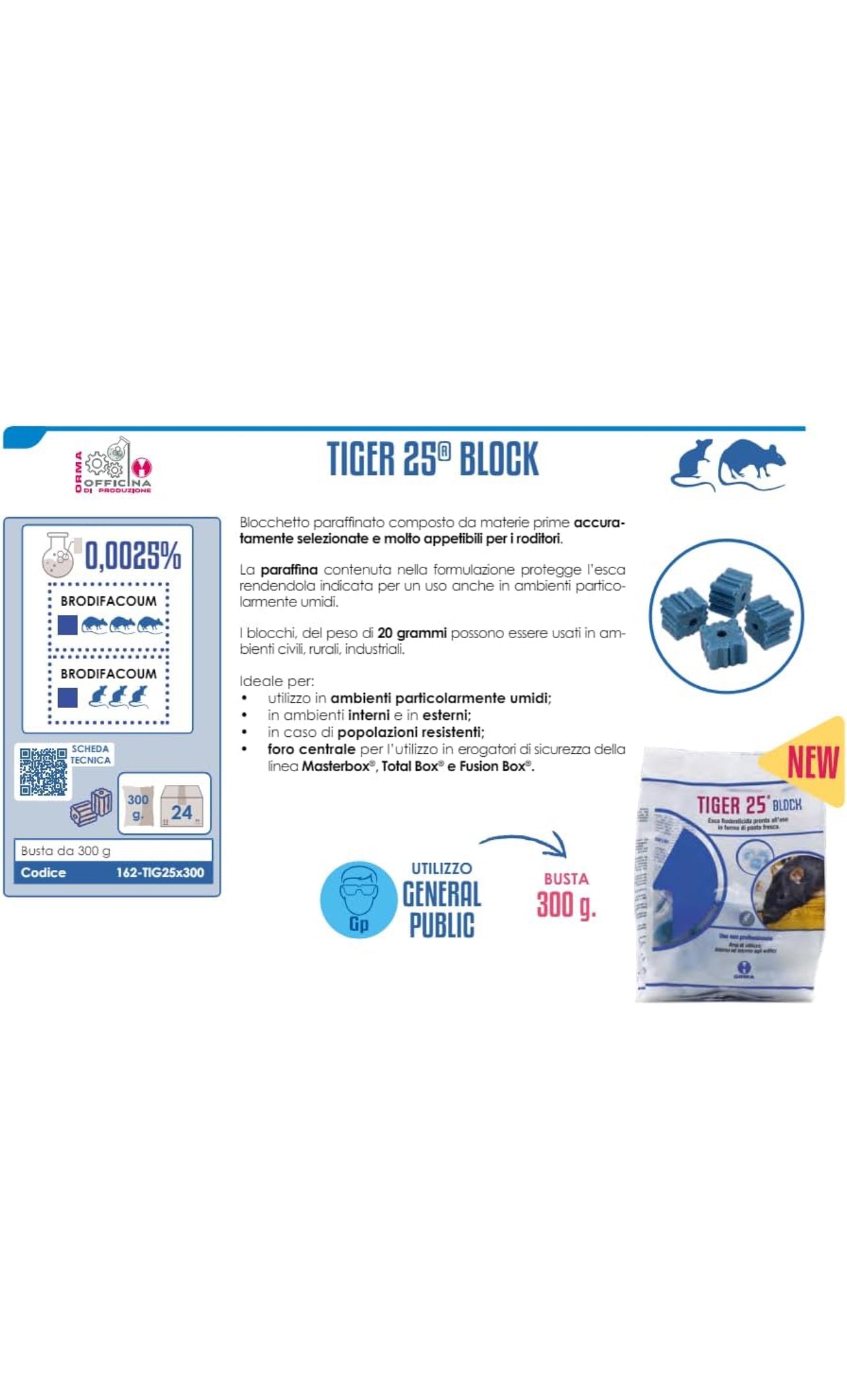 Tiger 25 Block veleno topi 300g