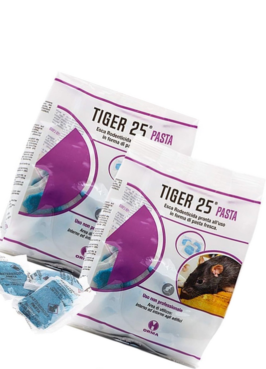Tiger 25 Pasta veleno per topi 150g X 2 pacco doppio