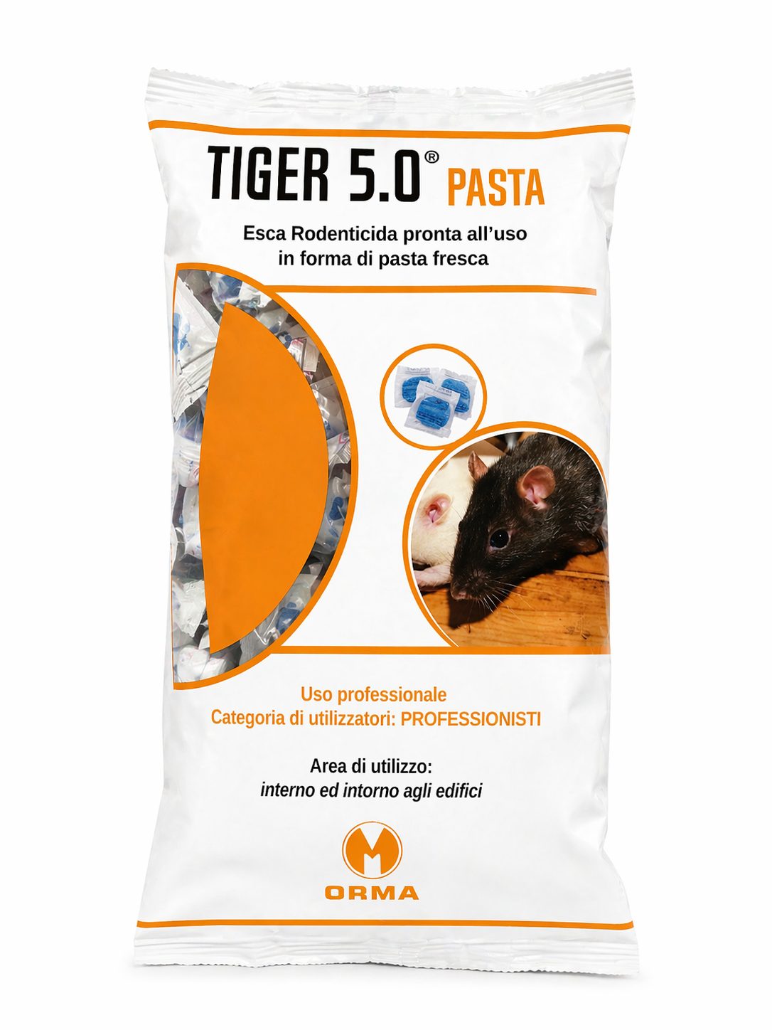 “Esca rodenticida professionale Tiger 5.0 1,5 kg per topi e ratti”