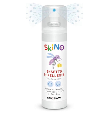 SKINO 
Spray repellente pronto all'uso per zanzare da applicare sui vestiti e sulla pelle.