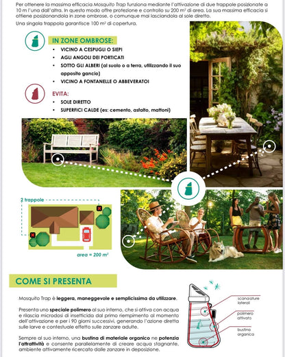 Mosquito trap progettata appositamente per ricreare un ambiente di coltura per le zanzare il più attrattivo possibile e bloccarne lo sviluppo della popolazione.