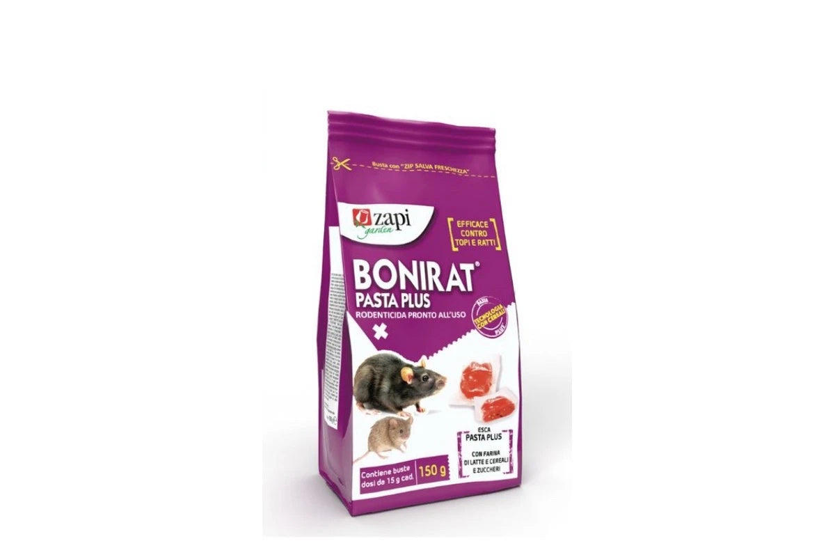 BONIRAT PASTA PLUS
Rodenticida pronto all’uso. 150G