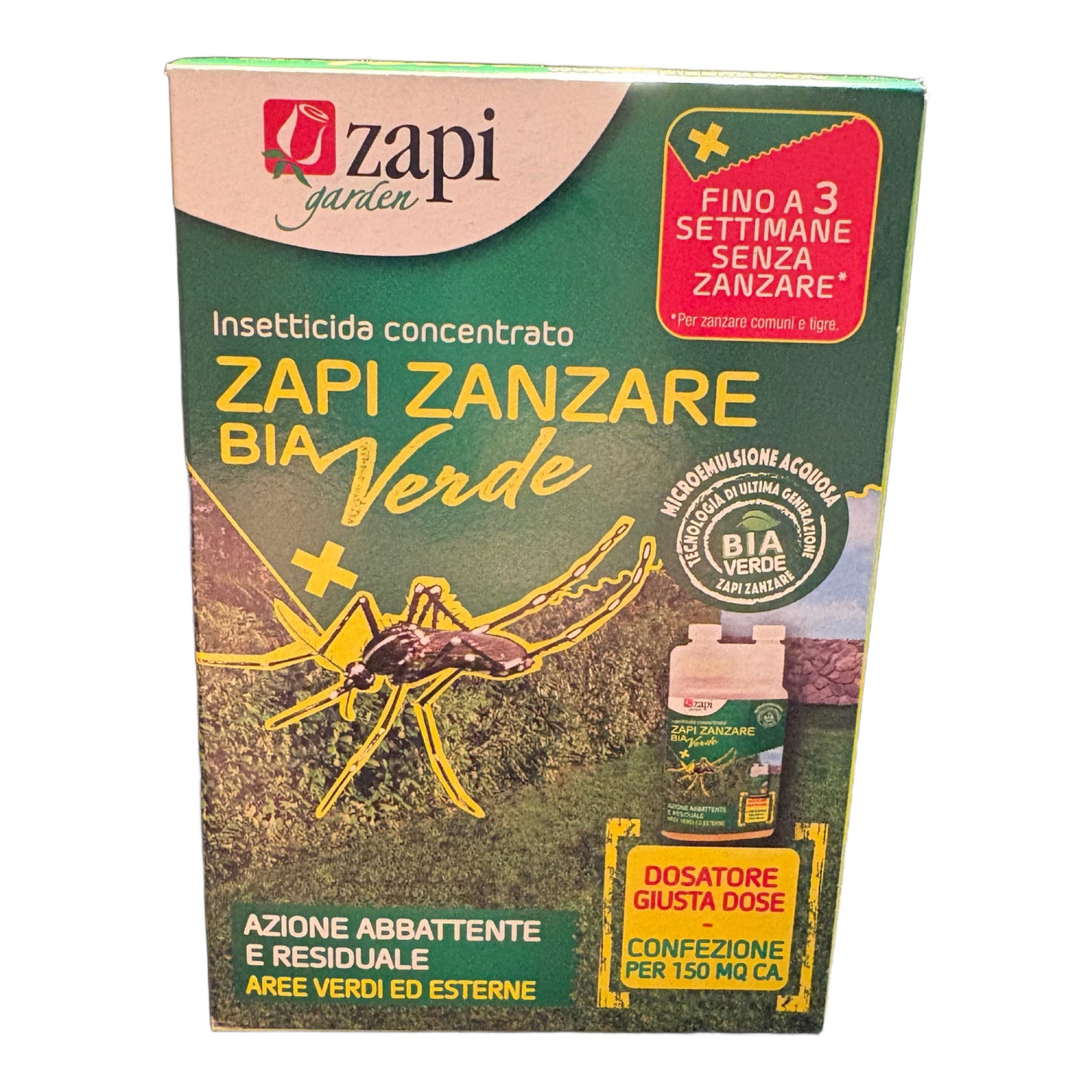 ZAPI ZANZARE BIA VERDE INSETTICIDA CONCENTRATO: FINO A TRE SETTIMANE SENZA ZANZARE. 100Ml