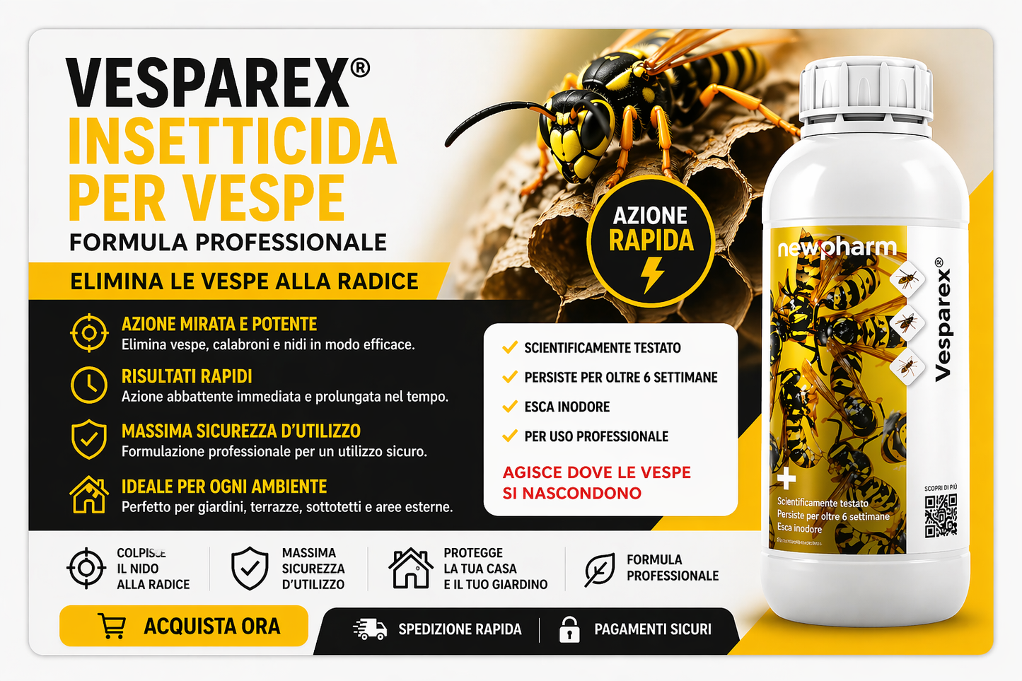 Vesparex insetticida concentrato 200Ml azione immediata