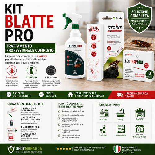 Kit insetticida blatte e scarafaggi — gel, spray e 8 trappole