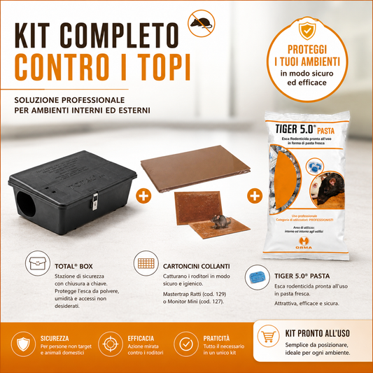 Kit veleno per topi e ratti — erogatore, colla ed esca 1,5 kg